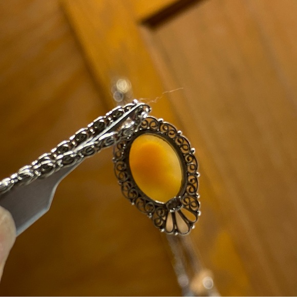 RARE Antique Vintage Shell Carved Cameo Necklace Left Facing Male Image 17” lgth - Picture 7 of 12